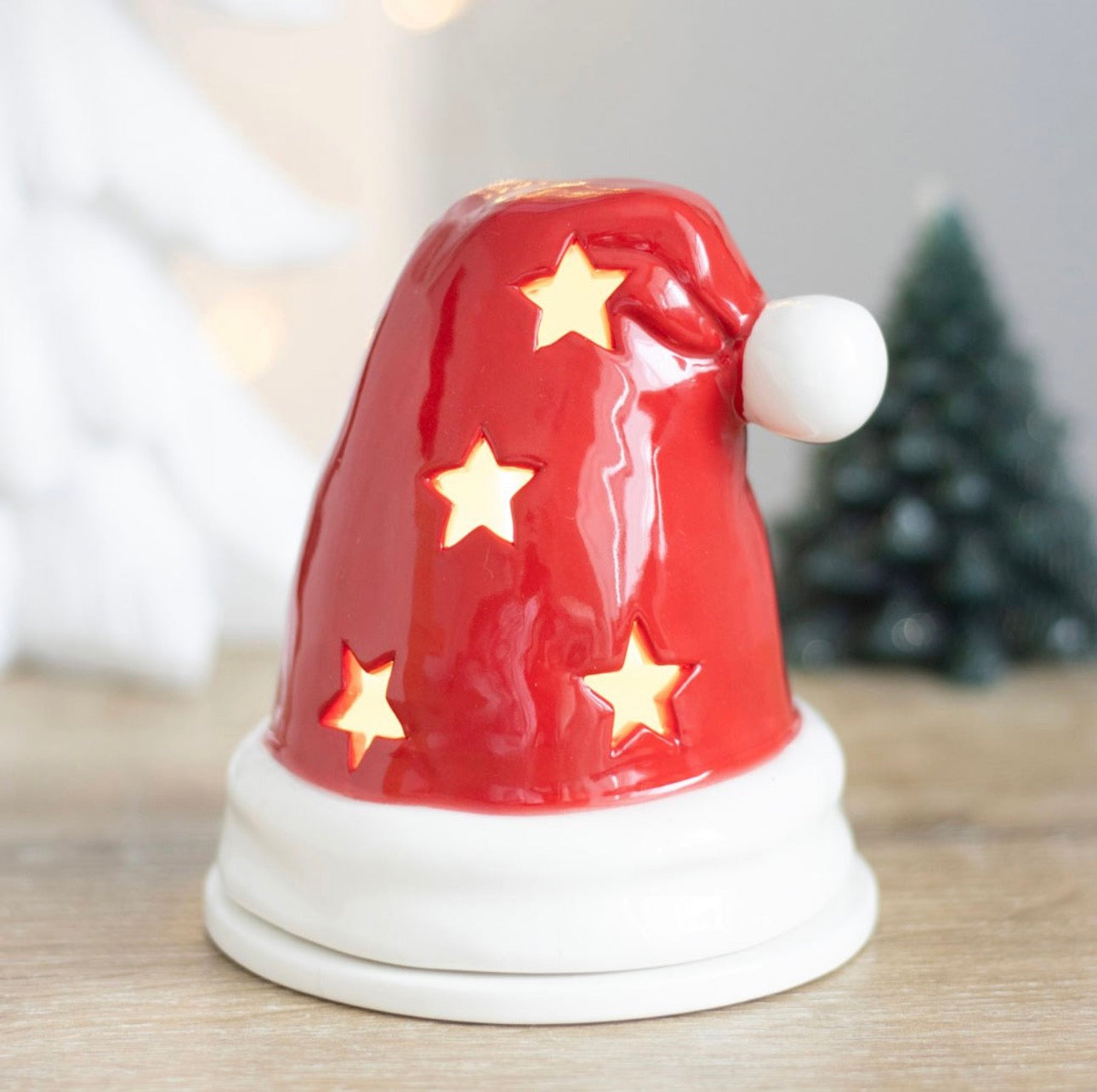 SANTA HAT INCENSE CONE BURNER AND TEALIGHT HOLDER